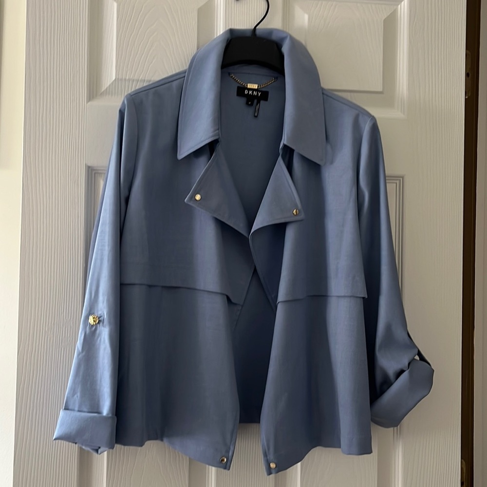 Beautiful color DKNY brand new size 14 jacket. Gorgeous 🩵💙